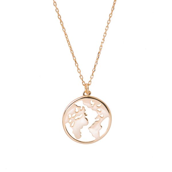

foreign trade new product s925 silver simple geometric pendant female korean version of your world necklace short map clavicle chain tl11160