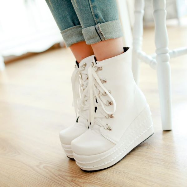 

big size 9 10 11 12 boots women shoes ankle boots for women ladies cross binding of willows, Black