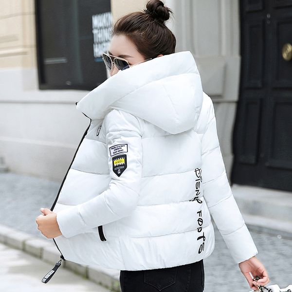 

2019 autumn winter new fashion short coat women's large size hooded jacket warm cotton clothing parkas, Black