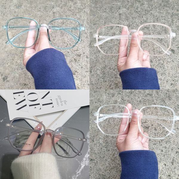 

blue-proof wo fashionable and women's large frame round face plain-looking glasses glasses artifact men's eye stand 9157, Silver