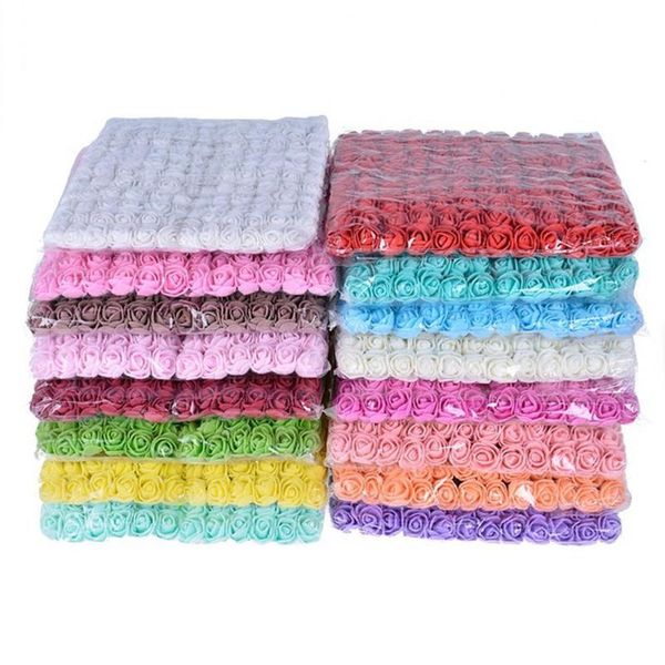 

144pcs set simulation mini rose artificial flower pe foam flower head garland headdress wedding decoration bridal flowers