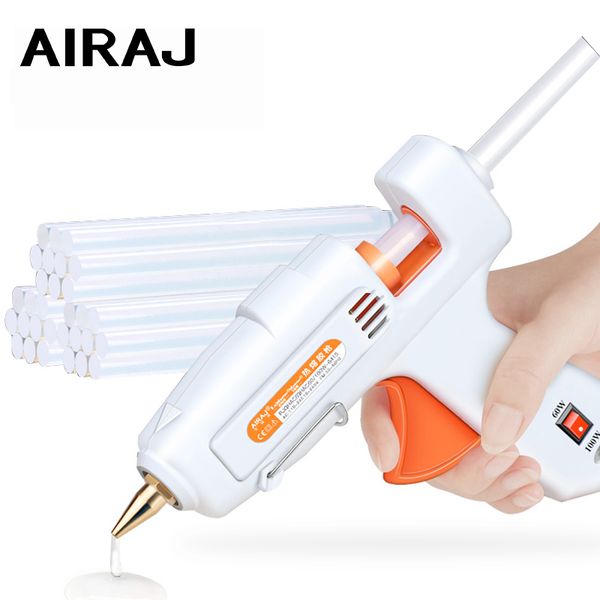

airaj melt glue gun 50w/80w/60-100w/120w with 5/10 glue stick and eu conversion head high power heating bonding tool
