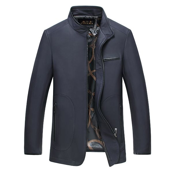 

genuine leather jacket sheepskin coat for men spring autumn jacket men streetwear blazer coats plus size chaqueta hombre my1771, Black