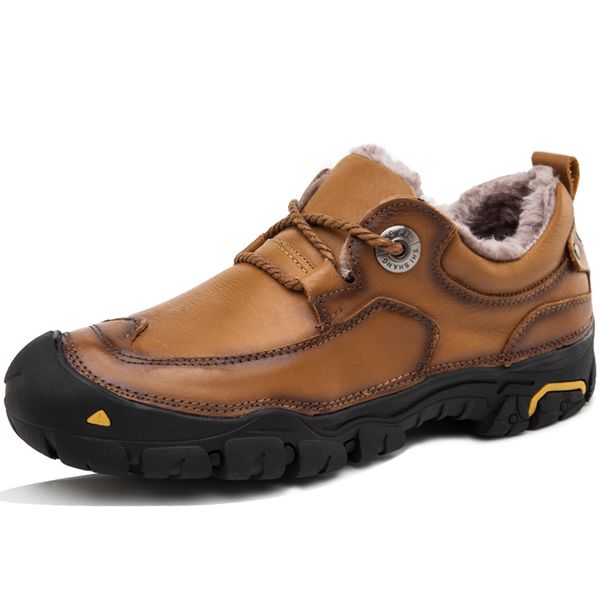 

boots men winter 2019 genuine leather handmade brand warmest winter men shoes #bg1568, Black
