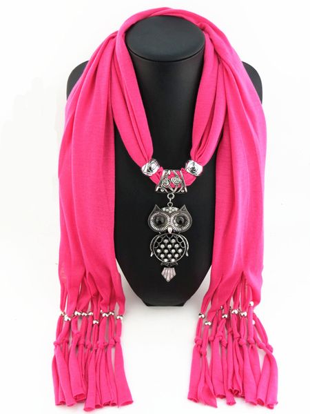 Acheter Femmes Hiver Gris Collier Collier Foulard Pendentif Hibou Oiseau Animal Vintage Maxi Foulard Tour De Cou Couleur Noir Bijoux Foulards De 332