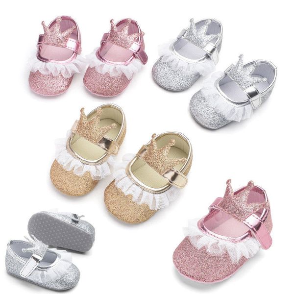 

2019 new fashion newborn baby girl glitter crib shoes anti-slip soft sole sneakers prewalker, Black