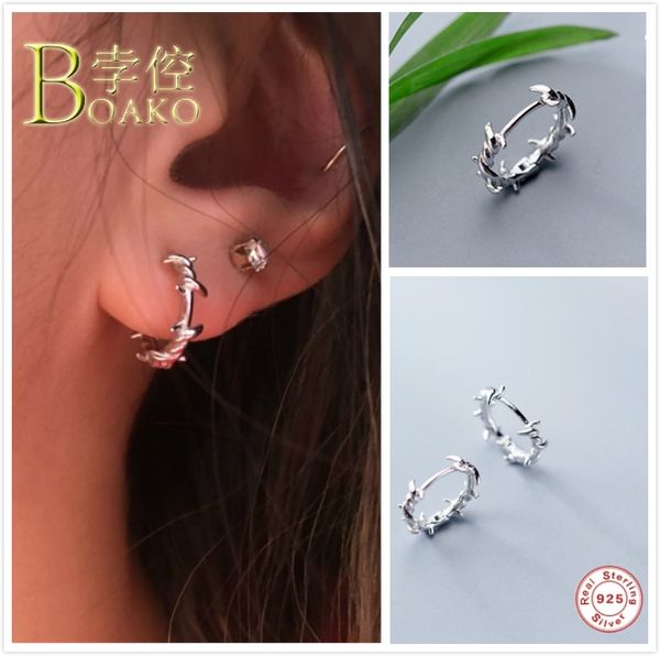 

boako punk 925 sterling silver earrings for women/men small hoop earrings gothic girl mini aretes rapper rattan earring b5, Golden;silver