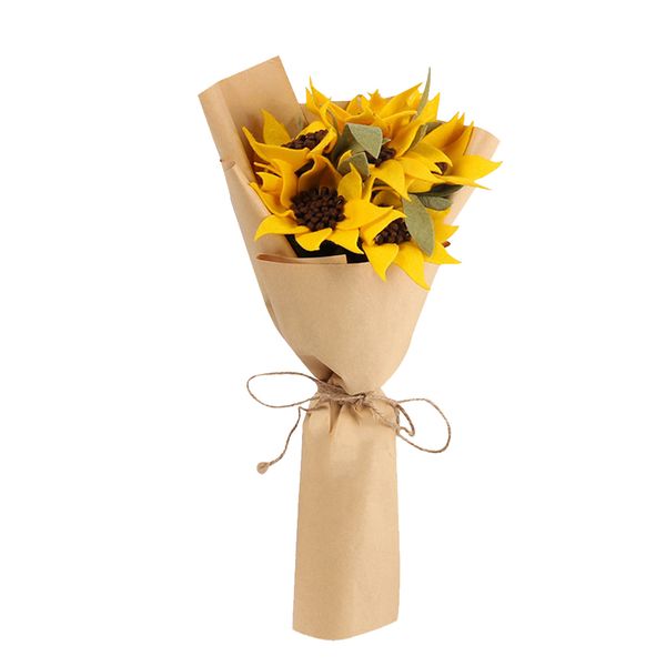 

beautiful sunflower bouquets artificial flower handmade for teachers' day gift diy packing material fp8