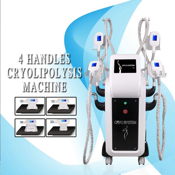 

мощные 4 ручки лучшее оборудование для удаления жира cryolipolysis аппарат для замораживания жира crypolysis body инструмент для похудения д, Black;white