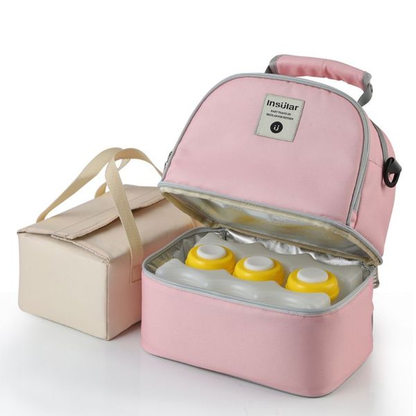 

double layer breast milk cooler bag moistureproof backpack with ice pack bottle 63hc
