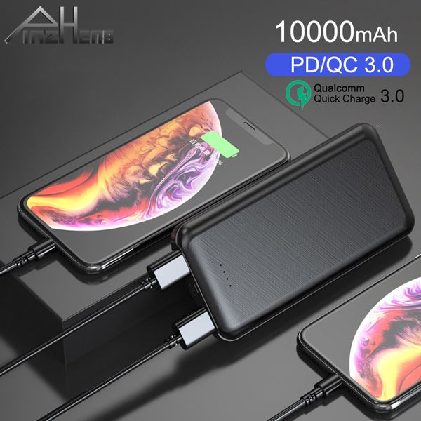 

pinzheng quick charger 3.0 power bank 10000mah pd 3.0 fast 18w powerbank portable external battery charger for iphone xiaomi