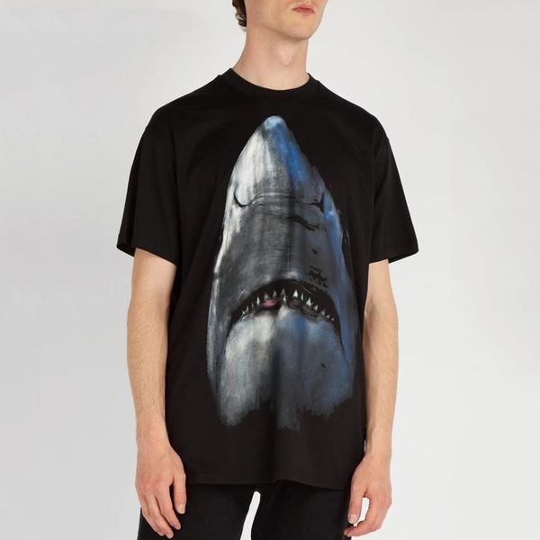 

19ss giv french t-shirt shark print fashion men women couple short sleeve summer street hip hop tee, White;black