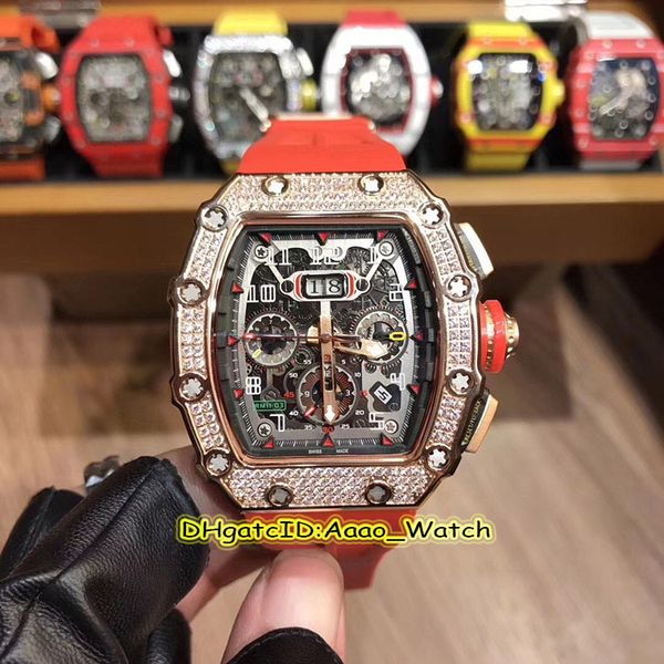 

Rm11 03rg big date keleton dial miyota automatic rm 11 03 men watch diamond ro e gold ca e red rubber trap port watche