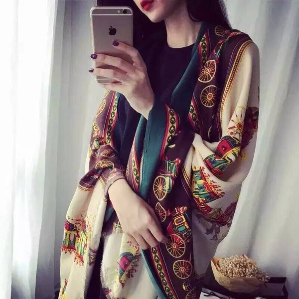 

the latest spring and summer female silk scarf shawl classic elegant design style soft smooth comfortable scarf, Blue;gray