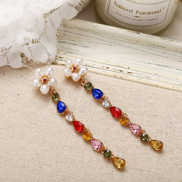 

wedding party события аксессуары новые серьги с бриллиантами mosaic в стиле барокко симметричные длинные серьги из циркона с каплями, White