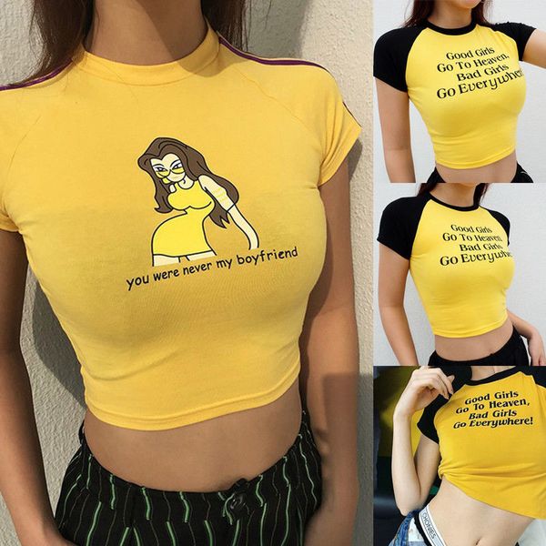 

2018 new fashion women casual soft solid t-shirts girl funny meaningful letter short sleeve t-shirt tee crop gift, White