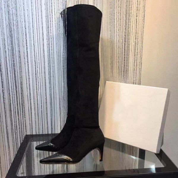 

роскошь новых женщин бедро-high knight мотоцикл леди мартин высокий каблук 6.5cm зима снег сапоги размер 35-40, Black