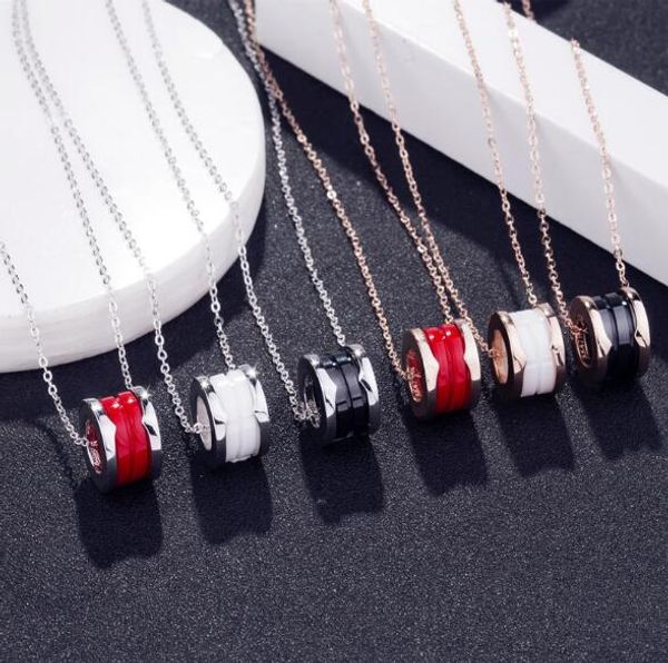 

fashion brand silver rose gold white ceramic luxury jewelry women titanium steel charm collarbone chain designer necklaces