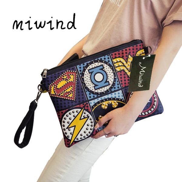 

унисекс marvel clutch мода ретро искусственная кожа supercool супергерой заклепки готический панк удобный наручный клатч