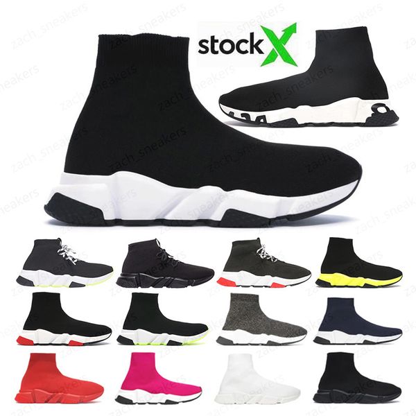

2020 new designer speed trainer runner black white fashion sock shoes knit metallic grey oreo sneaker casual sport shoes