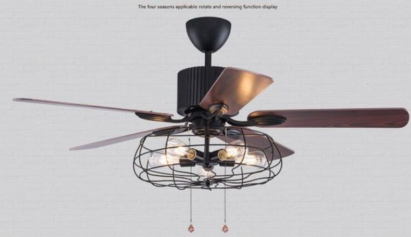 2019 Loft Vintage Ceiling Fan Light E27 Edison 5 Bulbs Pendant Lamps Ceiling Fans Light 110v 220v 52 In 5 Wooden Blades Bulbs Included From
