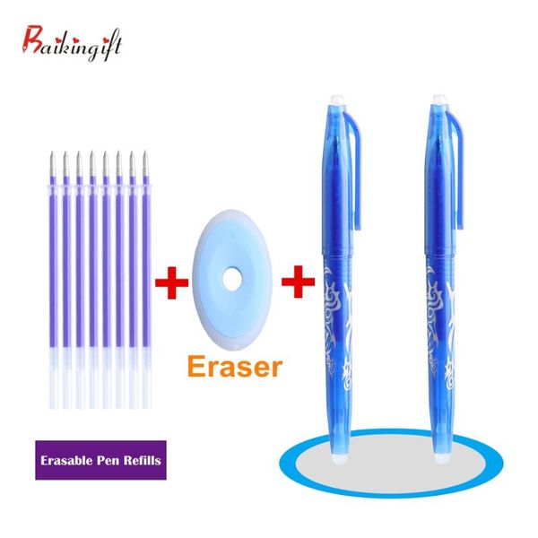 

11pcs/lot colorful erasable gel pen refill set washable handle magical gel pen school office writing supplies student stationer, Blue;orange