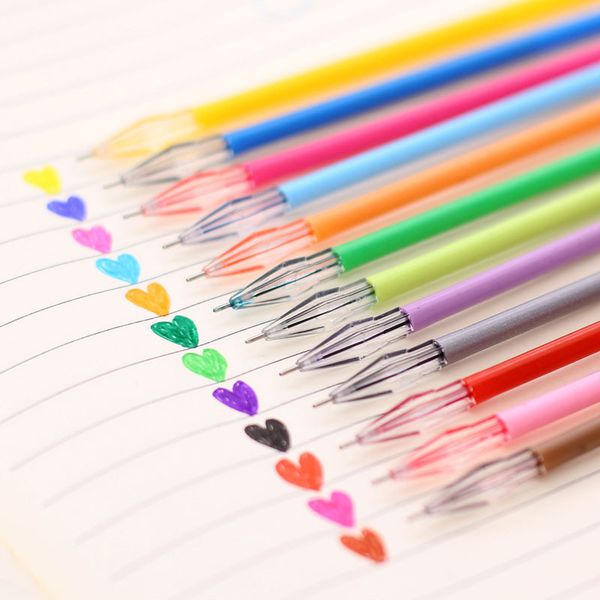 

12colors diamond gel pen refills set 0.38mm cute colorful ink refill for writing marker creative stationery office school supply, Black;red