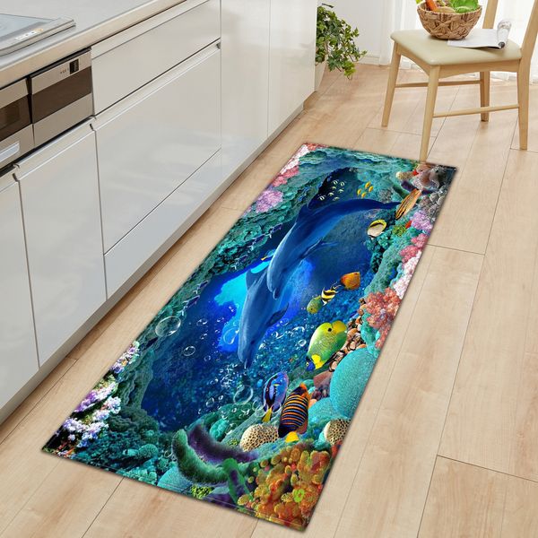 

118ocean world undersea fish kitchen sofa carpet doormat long mat