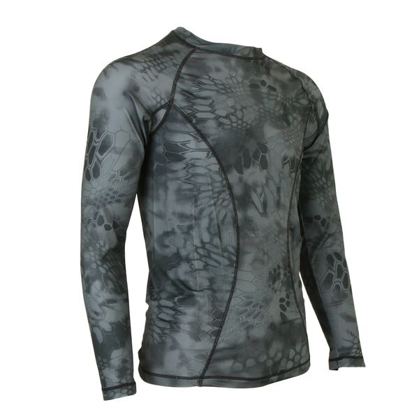 

nylon camo long sleeve t shirt quick-dry tight crew-neck t-shirt for outdoor hunting climbing fishing camping hiking, Gray;blue