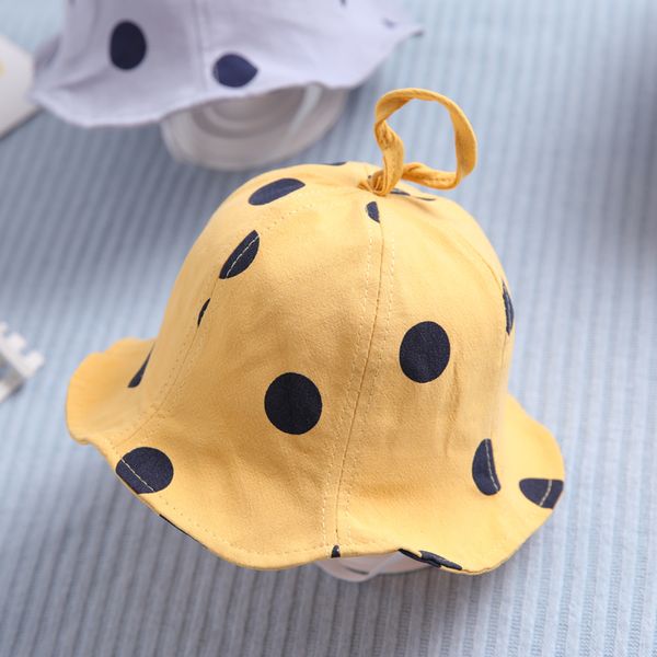 

baby hat girl fisherman hat polka dot spring and autumn sun girl, Yellow