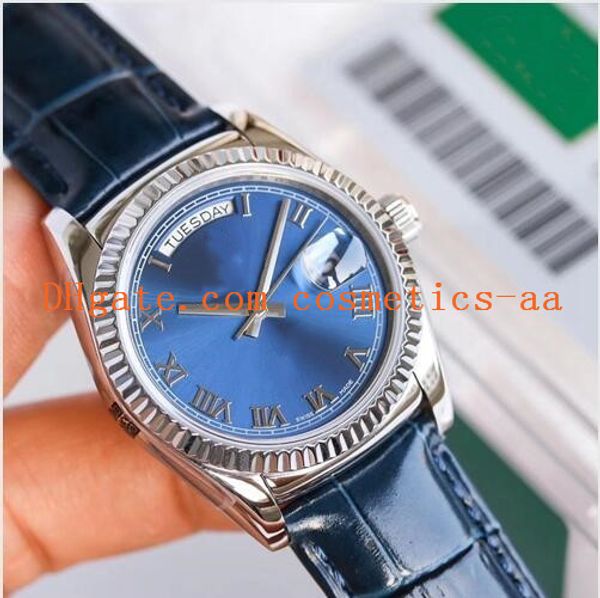 

1118135 118138 118139 316l eta 2836 movement fluted roman dial 18k white gold bezel 36mm leather strap automatic mens watches