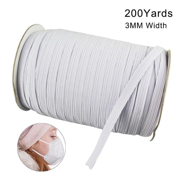 

in stock 200 yards length 0.12inch width braided elastic band cord knit band for sewing diy mask bedspread elastic, Black