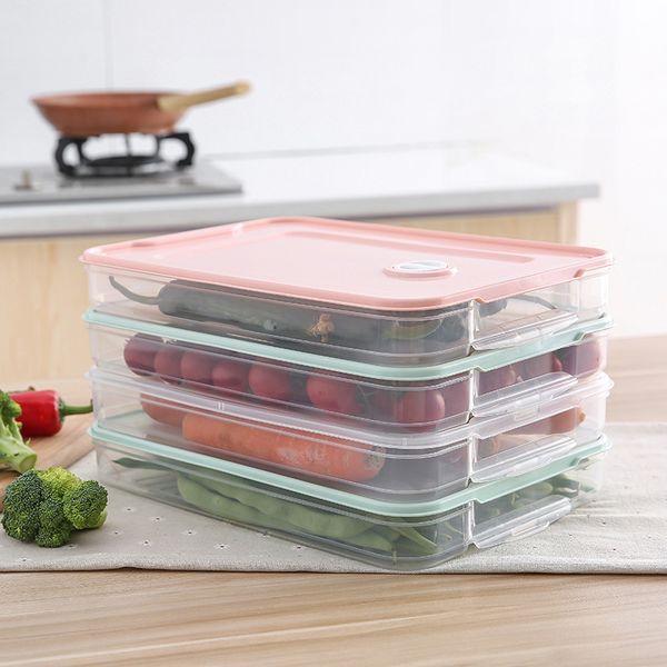 

newly preservation tray refrigerator dumplings storage organizer box with lid