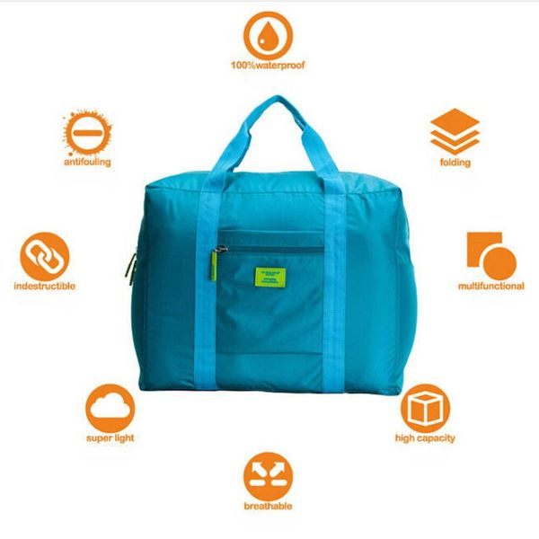 

large-capacity waterproof travel bag casual nylon solid color portable folding duffle bag handbag