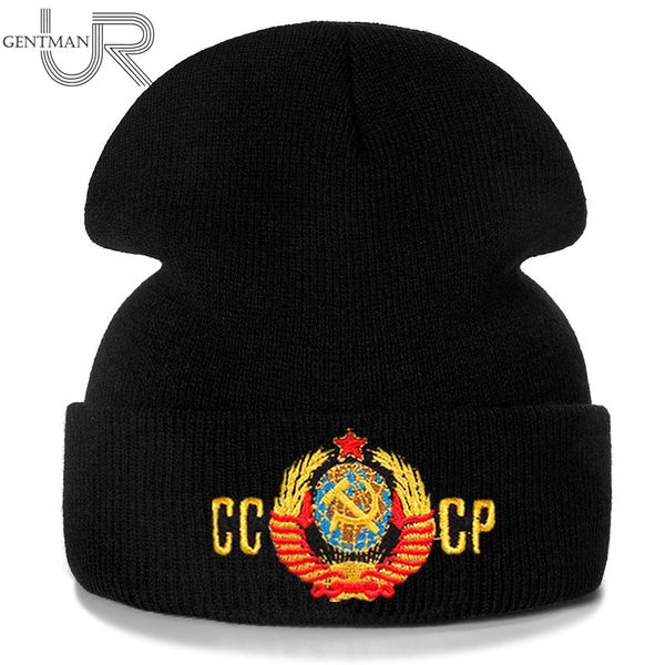 

new soviet national emblem beanie casual winter hat for men women warm knitted hat solid color cccp beanie