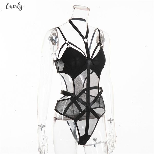 

lace bodysuit women body bandage patchwork mesh bodysuit black halter bodysuit club jumpsuit overalls drop shipping, Black;white