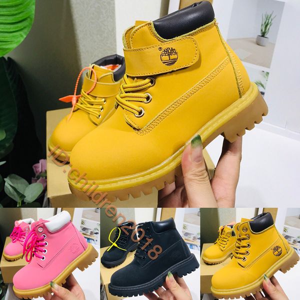 

Марка Timber 6 дюймов Дети Малыша Boots Классические кожаные Водонепроницаемые Мальчики обувь для девочек Конструкторы Пшеничные Черный нубук Детские сапоги Размер 26-35