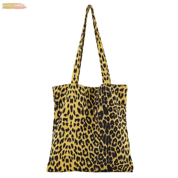 

womens fashion simple handbag canvas leopard casual shoulder bag folding bag