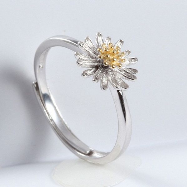 

women's rings real s925 silver bijouterie adjust open plants flower daisy fashion anniversary present 2019 jewelry wholesales suppliers
