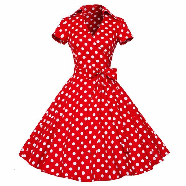 

designer dress womens clothing plus size 4xl women dress 50s rockabilly feminino vestidos v neck short sleeves dot print designer clothes, Black;gray