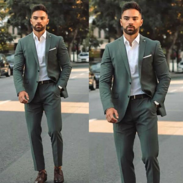 

новые прибытия army green мужские смокинги для венчания groom партии деловые костюмы 2 шт тонкий fit пиджак брюки terno мужчина для, White;black