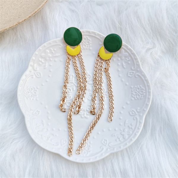 

2020 fashion women party jewelry rose gold box chain tassel dangle black alloy chain long earrings gifts accessories, Silver