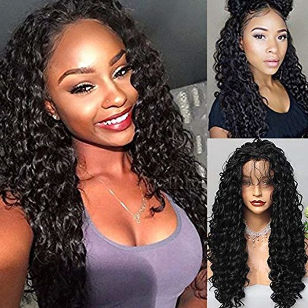 Lace Front Wigs Synthetic Loose Curly Heat Resistant Hair Long
