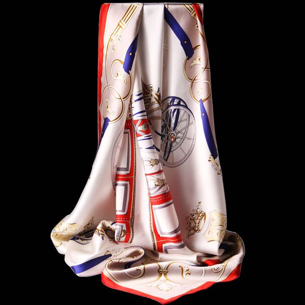 

women square silk scarf 88*88cm 2019 pure silk bandana wraps for ladies kerchief vintage printed 100% real square scarves