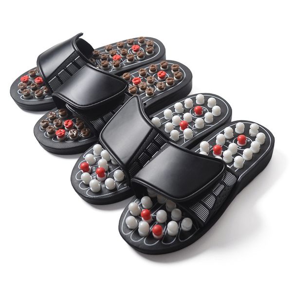 

2019 new acupoint massage slippers sandal for men feet acupressure therapy medical rotating foot massager summer shoes unisex, Black