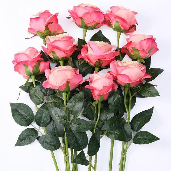 

artificial silk rose flowers pink bouquet for vases home decoration white fake flowers wedding party decor christmas branches