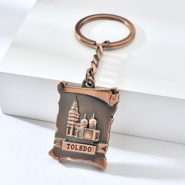 

vicney antique bronze spain toledo key chain zinc alloy vintage style keychain spain travel souvenir keyring jewelry accessories, Silver