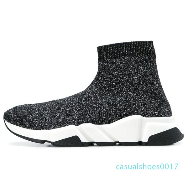 

speed trainer platform sock casual shoes triple blakc white red bule flat fashion mens womens designer sneakers size 36-45 c17, Black