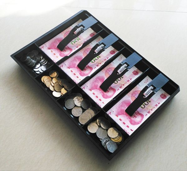 

money counter case cash register drawer insert tray bill coin stamp compartments with plastic clip for money storage store