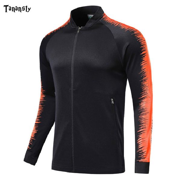 

running jackets men tracksuit football jacket zipper soccer for team training sport shirts jerseys futbol top, Black;red
